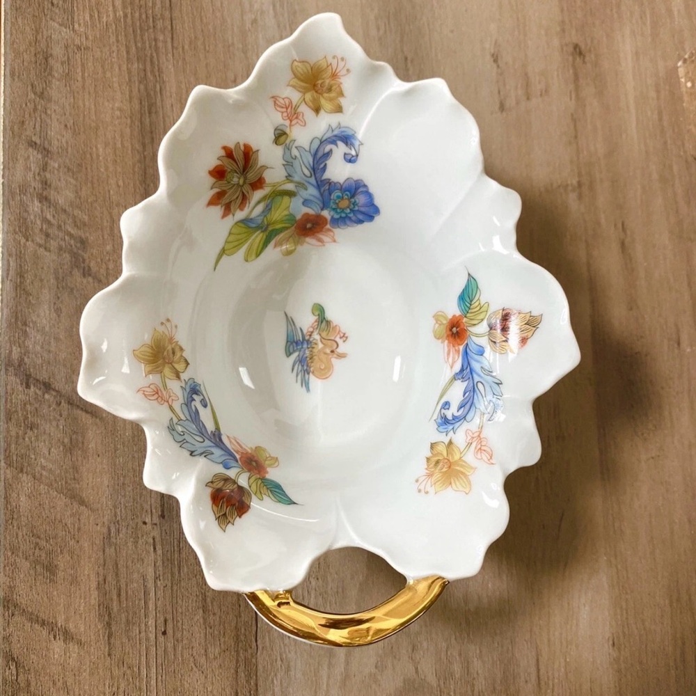 HAVILAND LIMOGES FRANCE MAYONNAISE SAUCE CANDY DISH LEAF SHAPE BOWL 1958 RARE
